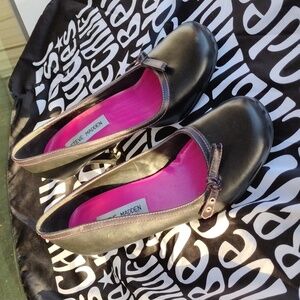 Y2K Steve Madden Glare heels pink stitching w bows chunky square toe